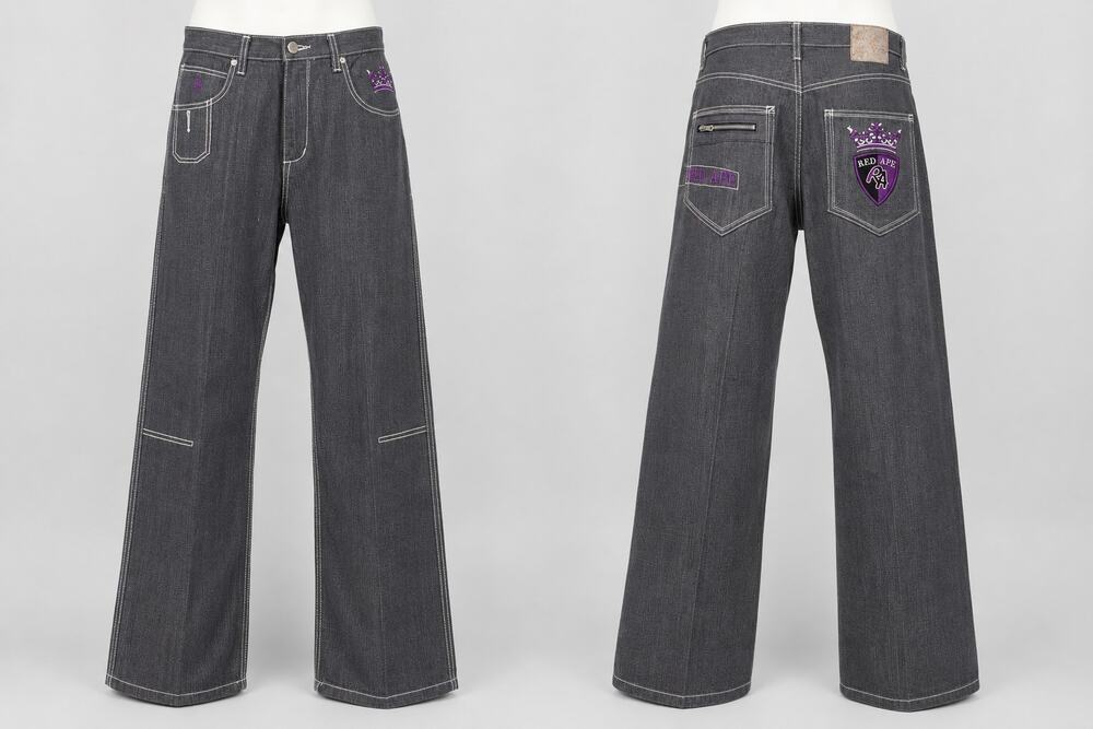 Red Ape Gray Purple Crown Jeans Men’s 38x32 Baggy Y2K